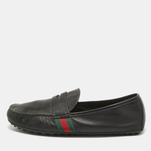 Leather Web Penny Loafers Size 42.5 - Gucci - Modalova