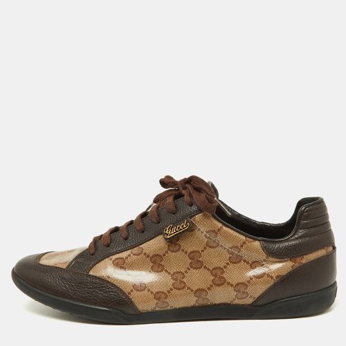 Brown/ GG Crystal Canvas and Leather Low Top Sneakers Size 39.5 - Gucci - Modalova