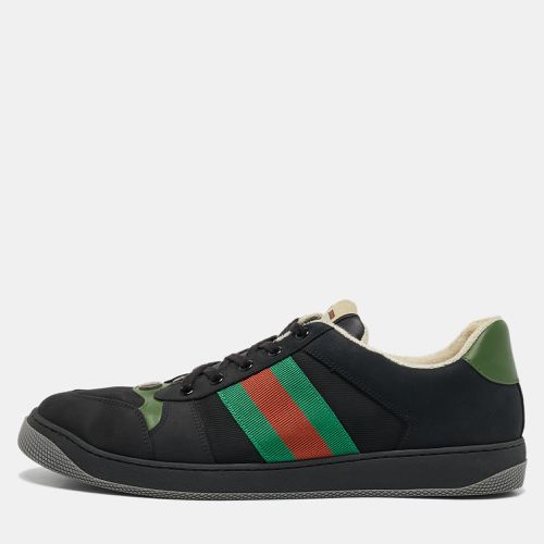 Leather and Nubuck Leather Screener Lace Up Sneakers Size 45 - Gucci - Modalova