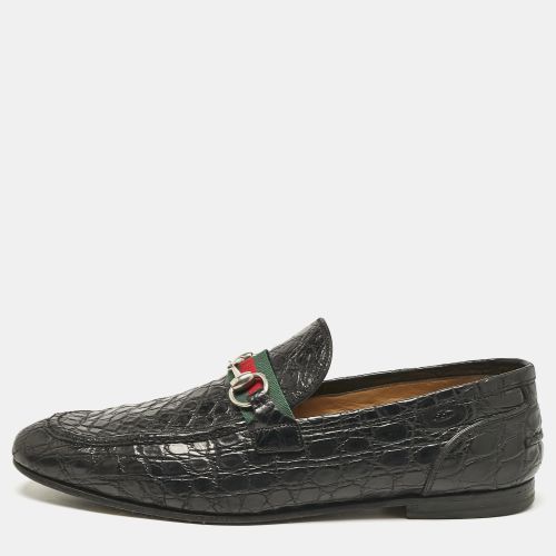 Crocodile Horsebit Web Detail Slip On Loafers Size 43 - Gucci - Modalova