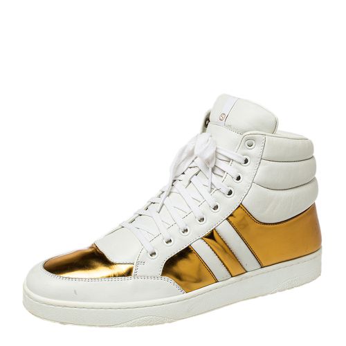 Gold Leather Lace Up High Top Sneakers Size 43.5 - Gucci - Modalova