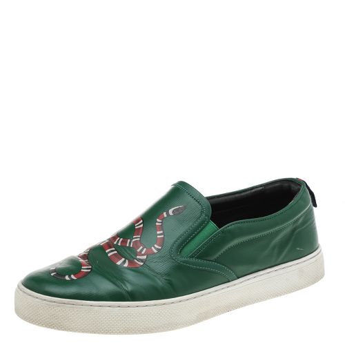 Leather Dublin Snake Print Slip On Sneakers Size 42 - Gucci - Modalova