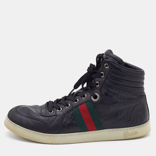 Ssima Leather Web Detail High Top Sneakers Size 41.5 - Gucci - Modalova