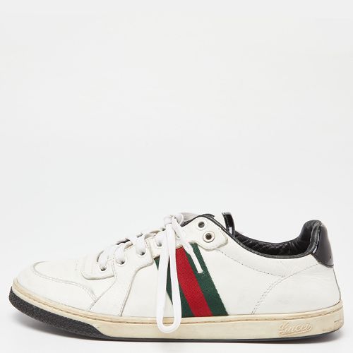 Black Leather Ace Web Detail Low Top Sneakers Size 39 - Gucci - Modalova