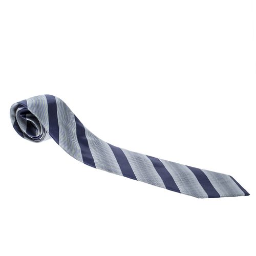 And Grey Diagonal Striped Traditional Silk Tie - Giorgio Armani - Modalova