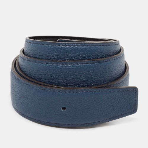 Bleu/Noir Evergrain and Box Leather Reversible Belt Strap 90 CM - Hermes - Modalova