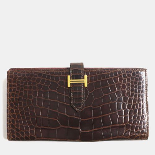 Bearn Souffle Crocodile Leather Wallet Leather - Hermes - Modalova