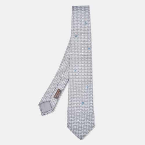 Gris/Blanc Silk Lourde Horseshoe Tie - Hermes - Modalova