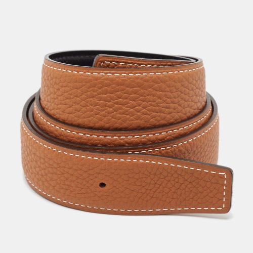 Gold/Noir Togo and Box Leather Reversible Belt Strap 90 CM - Hermes - Modalova