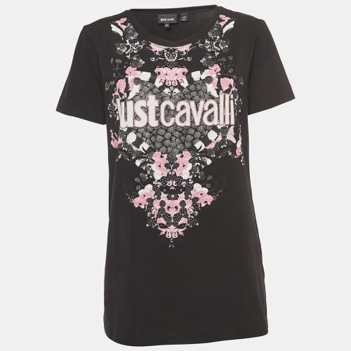 Logo Print Stretch Cotton Fitted T-Shirt XXL - Just Cavalli - Modalova