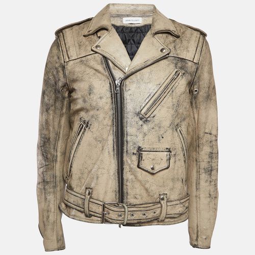 X Blackmeans Distress Ivory Paint Leather Riders Jacket XL - John Elliott - Modalova