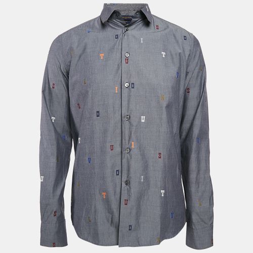 Grey Alphabet Fil Coupe Cotton DNA Collar Shirt S - Louis Vuitton - Modalova