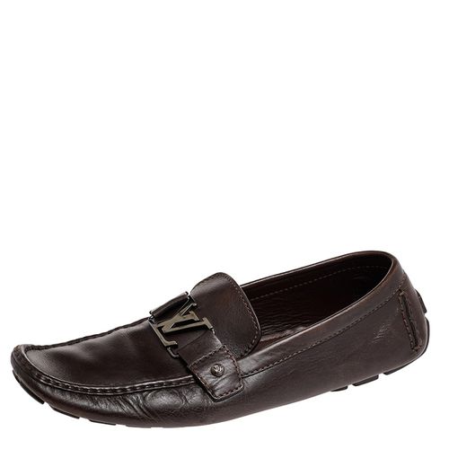 Dark Leather Monte Carlo Slip On Loafers Size 44.5 - Louis Vuitton - Modalova