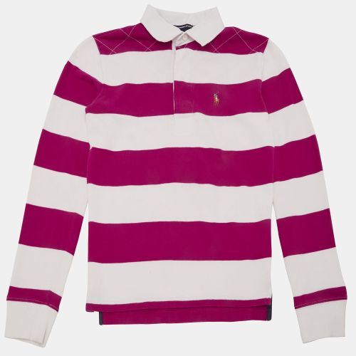 Ralph Lauren Sport /White Striped Jersey Long Sleeve Polo T-Shirt S - Polo Ralph Lauren - Modalova