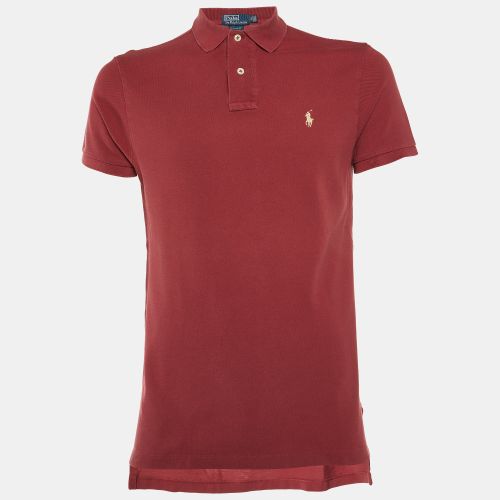 Maroon Cotton Custom Fit Polo T-Shirt M - Polo Ralph Lauren - Modalova