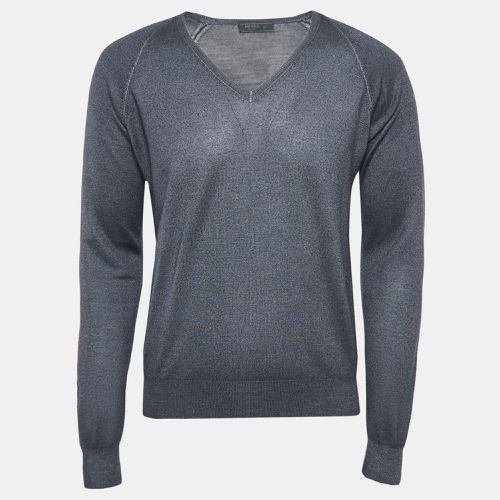 Wool Blend Knit V-Neck Sweater L - Prada - Modalova