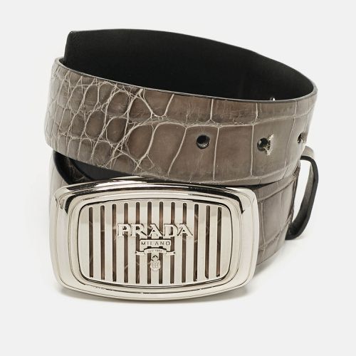 Crocodile Logo Plague Oval Belt - Prada - Modalova