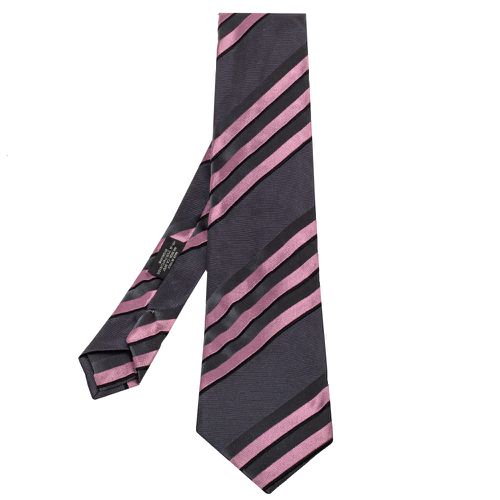 Grey & Diagonal Striped Silk Tie - Prada - Modalova