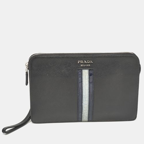 Saffiano Leather and Alligator Zip Pouch - Prada - Modalova