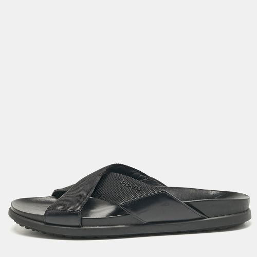 Canvas and Leather Crisscross Flat Slides Size 40 - Prada - Modalova