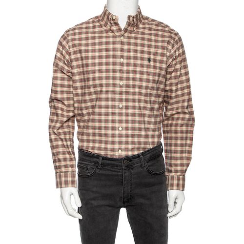 Checkered Cotton Button Front Shirt M - Ralph Lauren - Modalova