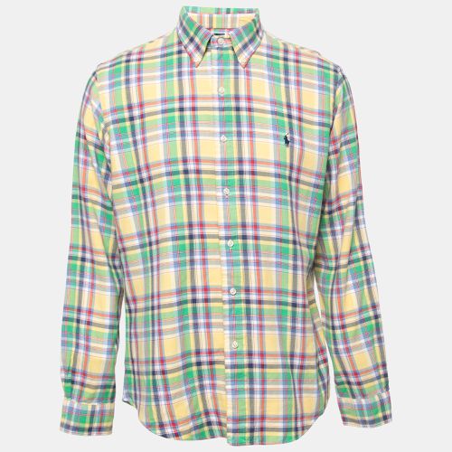 Checkered Cotton Button Front Shirt L - Ralph Lauren - Modalova