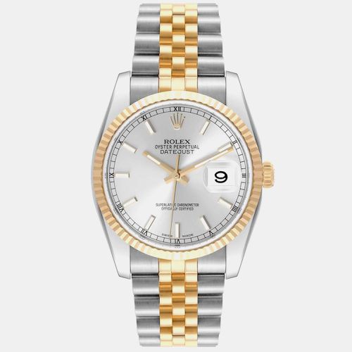 Datejust Steel Yellow Gold Dial Mens Watch 116233 - Rolex - Modalova