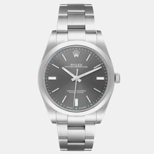 Oyster Perpetual 39mm Rhodium Dial Steel Mens Watch 114300 - Rolex - Modalova