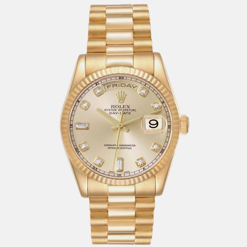 President Day-Date Yellow Diamond Dial Men's Watch 118238 36 mm - Rolex - Modalova