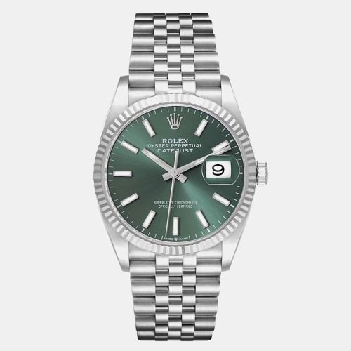 Datejust Steel White Gold Mint Dial Men's Watch 126234 36 mm - Rolex - Modalova