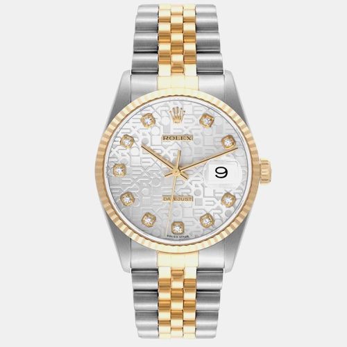 Datejust Steel Yellow Gold Diamond Dial Men's Watch 16233 36 mm - Rolex - Modalova