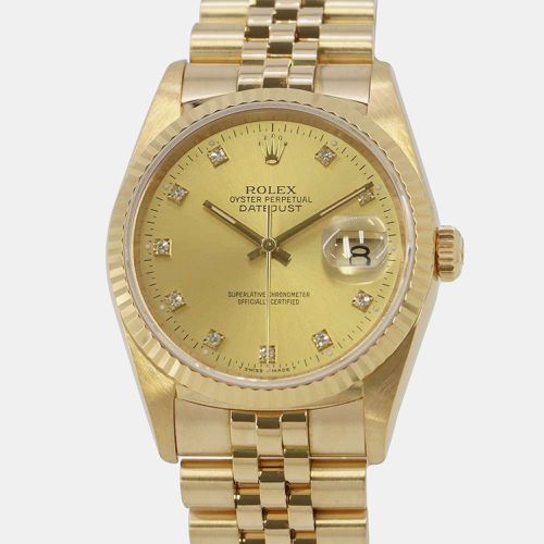 Champagne 18k Yellow Diamond Datejust 16238 Automatic Men's Wristwatch 36 mm - Rolex - Modalova