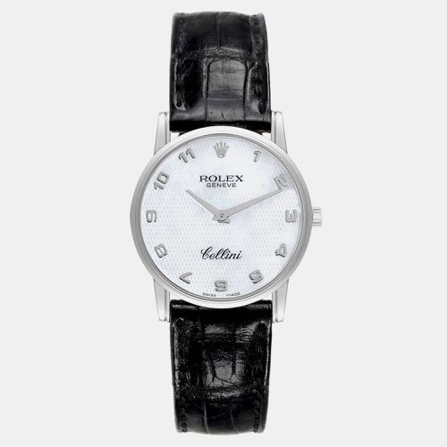 Cellini Classic Mother of Pearl Dial White Gold Men's Watch 5116 31.8 mm - Rolex - Modalova