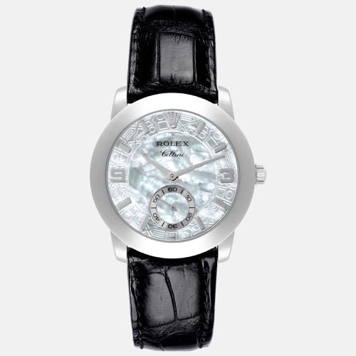 Cellini Cellinium Platinum Mother of Pearl Dial Mens Watch 5240 - Rolex - Modalova