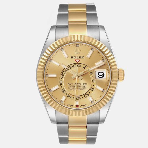 Sky Dweller Steel Yellow Champagne Dial Mens Watch 326933 - Rolex - Modalova