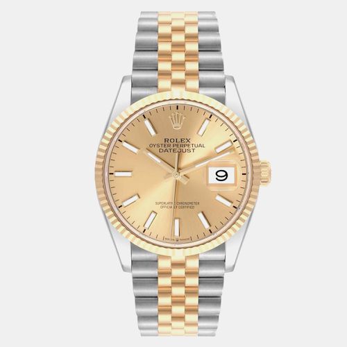 Datejust Steel Yellow Champagne Dial Men's Watch 126233 36 mm - Rolex - Modalova