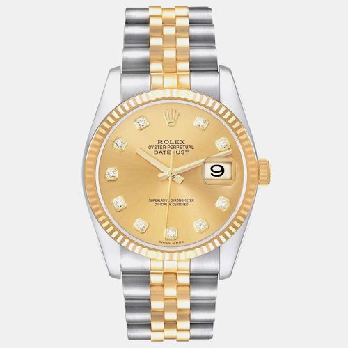 Datejust Steel Yellow Diamond Dial Men's Watch 116233 36 mm - Rolex - Modalova