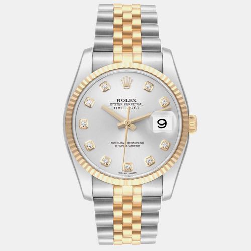 Datejust Steel Yellow Gold Diamond Dial Men's Watch 116233 36 mm - Rolex - Modalova