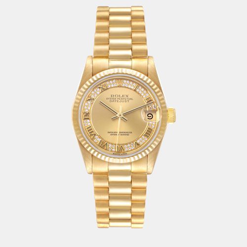 President Midsize 31 Yellow Myriad Diamond Dial Ladies Watch 68278 - Rolex - Modalova