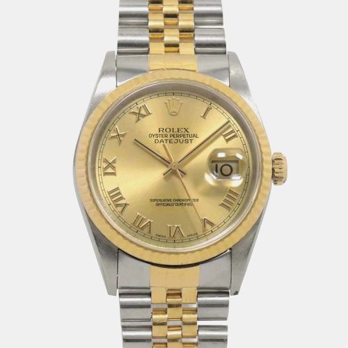 Champagne 18k Yellow Stainless Steel Datejust 16233 Automatic Men's Wristwatch 36 mm - Rolex - Modalova