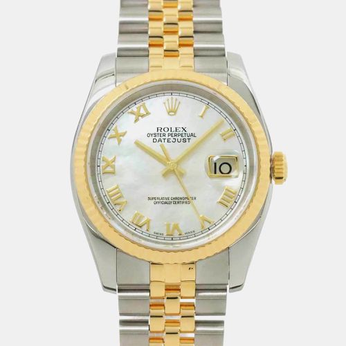 Shell 18k Yellow Gold Stainless Steel Datejust 116233 Automatic Men's Wristwatch 44 mm - Rolex - Modalova