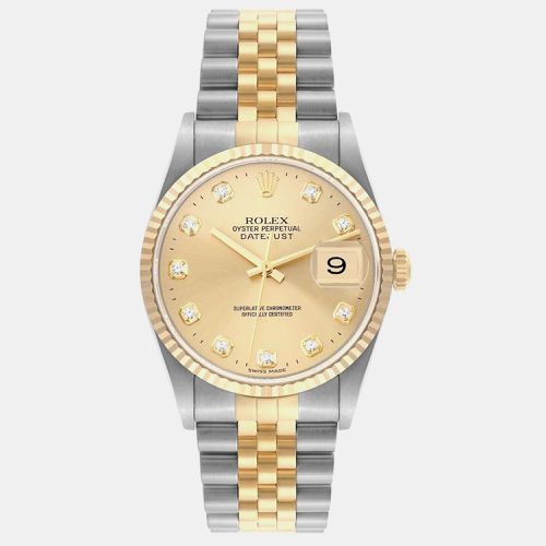 Datejust Steel Yellow Diamond Dial Mens Watch 16233 - Rolex - Modalova