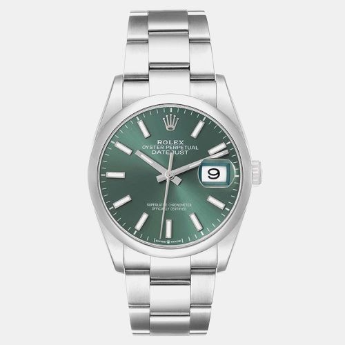 Datejust Mint Dial Domed Bezel Steel Mens Watch 126200 - Rolex - Modalova