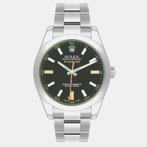 Milgauss Dial Green Crystal Steel Mens Watch 116400 - Rolex - Modalova