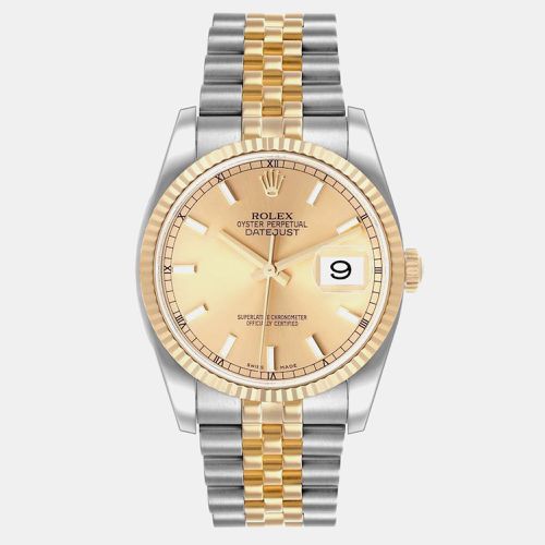 Datejust Steel Yellow Champagne Dial Mens Watch 116233 - Rolex - Modalova