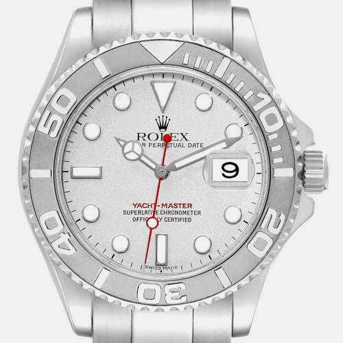 Yachtmaster Platinum Dial Bezel Steel Mens Watch 16622 - Rolex - Modalova