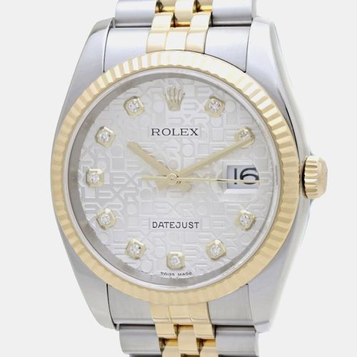 Diamond 18k Yellow Gold Stainless Steel Datejust 116233 Automatic Men's Wristwatch 36 mm - Rolex - Modalova