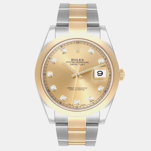 Datejust Steel Yellow Diamond Dial Men's Watch 41.0 mm - Rolex - Modalova