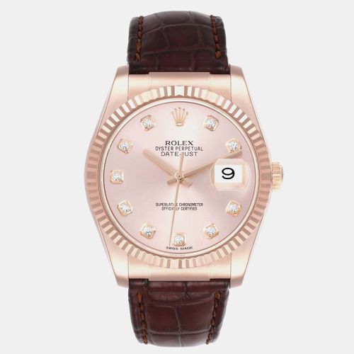 Datejust Rose Gold Sundust Diamond Dial Men's Watch 116135 36 mm - Rolex - Modalova