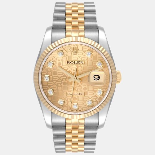 Datejust Steel Yellow Anniversary Diamond Dial Men's Watch 116233 36 mm - Rolex - Modalova